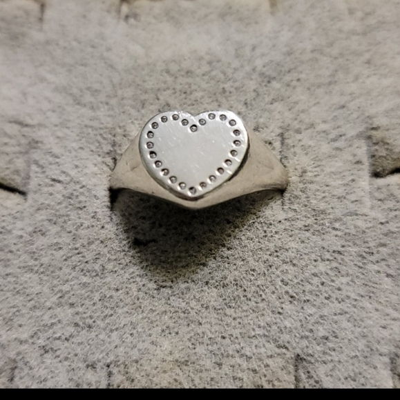 PANDORA HEART SIGNET CZ STERLING RING RETIRED - Picture 7 of 8